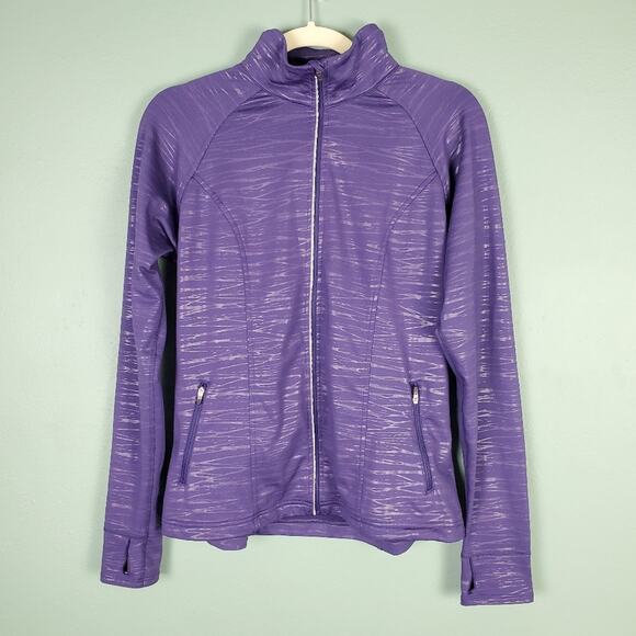 Lucy Full Zip Striped Purple Activewear Jacket M - Picture 1 of 7